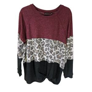 Joei & I Pullover Long Raglan Sleeve Soft Sweater Multicolor Women's Size 1X